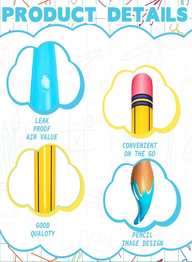 Denylo pro 6 Pcs Inflatable Giant Large Pencils Paint Brush Decoration Set Blow Up Pencils Paint Brush Balloons Funny Hanging Inflatable Decor Inflatable Pool Pencil Float for School Birthday Party Photo Prop - Image 3